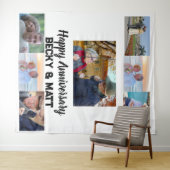 カスタム名モダン7フォトコラージュ記念日 タペストリー (インサイチュ(横))