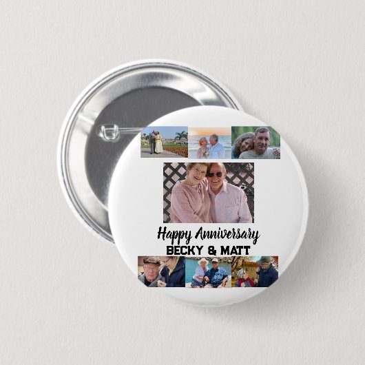 カスタム名モダン7写真記念日 缶バッジ (正面&裏面)