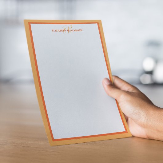 カスタム名モノグパーソナライズされたラムイニシャルオレンジ 便箋