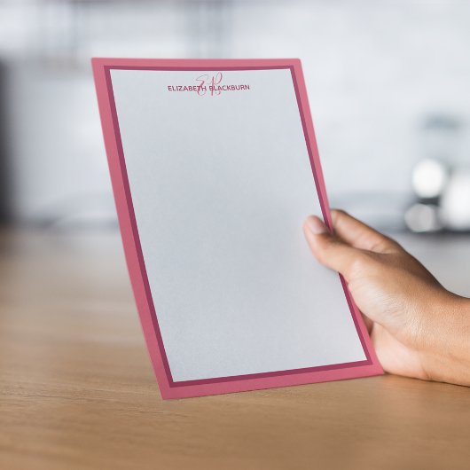 カスタム名モノグパーソナライズされたラムイニシャルマゼンタ 便箋