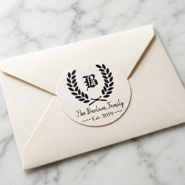 カスタム名モノグラムクラシック丸ステッカー ラウンドシール