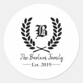 カスタム名モノグラムクラシック丸ステッカー ラウンドシール (正面)