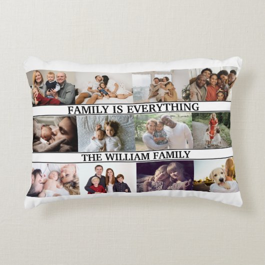 カスタム名モノグラム12フォトコラージュ アクセントクッション (正面)
