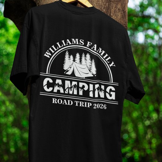 カスタム名入り家族バケーション山岳ロードトリップ Tシャツ