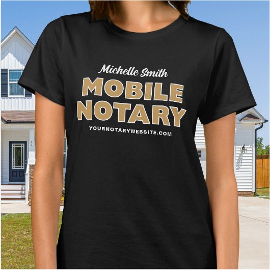 カスタム名入り モバイル公証人ローンサイニングエージェント ゴールド Tシャツ
