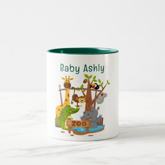 カスタム名入れ かわいいシマウマ 子供用 コーヒーマグ ツートーンマグカップ (中央)