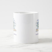 カスタム名入れ ブルーの花が本から咲く ジャンボコーヒーマグカップ (正面)