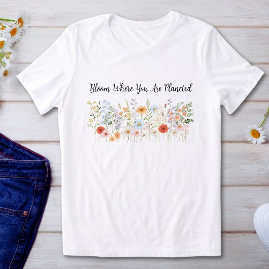 カスタム名入れ 水彩画 風の花 エレガント トライブレンドＴシャツ