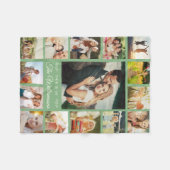 カスタム名写真コラージュモダンギフトグリーン フリースブランケット (正面(横))