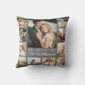 カスタム名写真コラージュモダンファームハウス クッション (裏面)