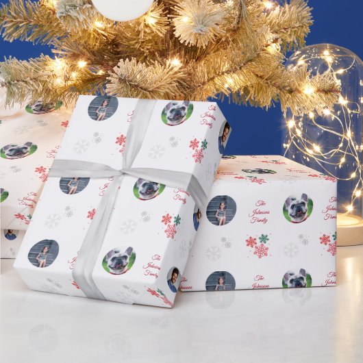 カスタム名写真5コラージペットクリスマス ラッピングペーパー (クリスマス)