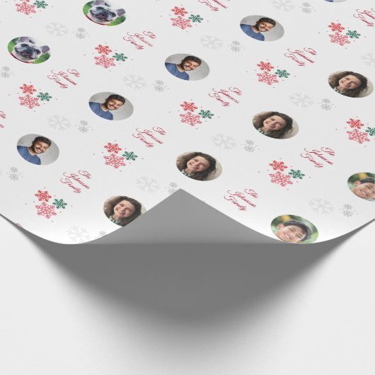カスタム名写真5コラージペットクリスマス ラッピングペーパー (角)