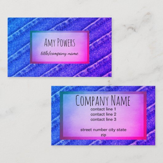 カスタム名刺の両面が青と紫 名刺 (正面/裏面)
