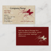 カスタム名刺レッドクリームバタフライデザイン 名刺 (正面/裏面)