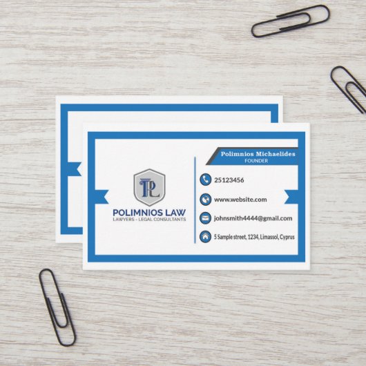 カスタム名刺弁護士の名刺。 名刺 (正面/裏面インサイチュ)