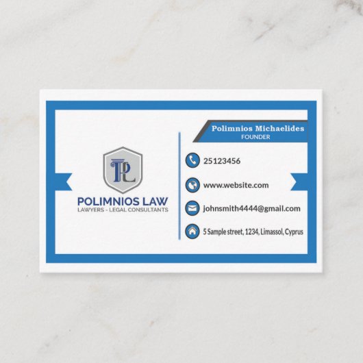 カスタム名刺弁護士の名刺。 名刺 (正面)