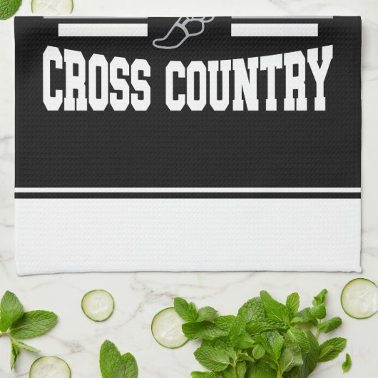 カスタム名前の追加クロスカントリーランニングランナーのチーム キッチンタオル (折り畳み)