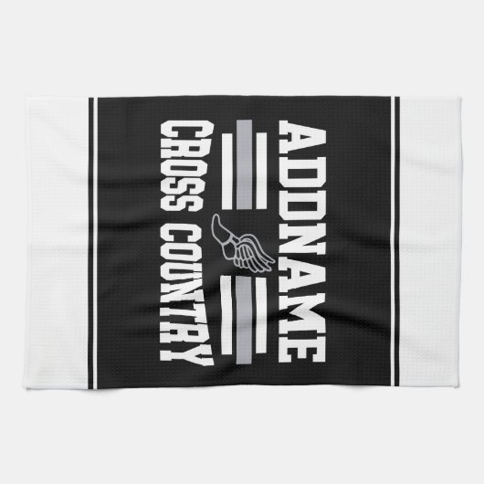 カスタム名前の追加クロスカントリーランニングランナーのチーム キッチンタオル (横)