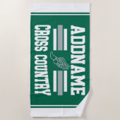 カスタム名前の追加クロスカントリーランニングランナーのチーム ビーチタオル (正面)