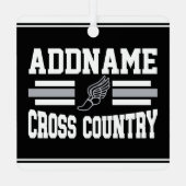 カスタム名前の追加クロスカントリーランニングランナーのチーム メタルオーナメント (裏面)