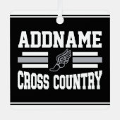 カスタム名前の追加クロスカントリーランニングランナーのチーム メタルオーナメント (正面)