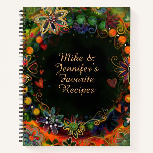 カスタム名前の追加フローラお気に入りのレシピ ノートブック (正面)