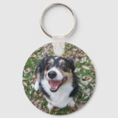 カスタム名前を付けて犬の写真をアップロード キーホルダー (裏面)