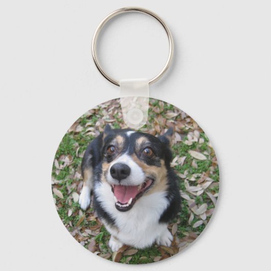 カスタム名前を付けて犬の写真をアップロード キーホルダー (裏面)