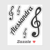 カスタム名前 トレブルクレフ 音楽ノート クール ミュージカル シール (シート)