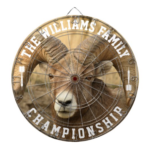 カスタム名大パーソナライズされた羊の写真 ダーツボード (正面)
