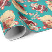 カスタム名家レトロサンタクロースクリスマス ラッピングペーパー (ロールコーナー)