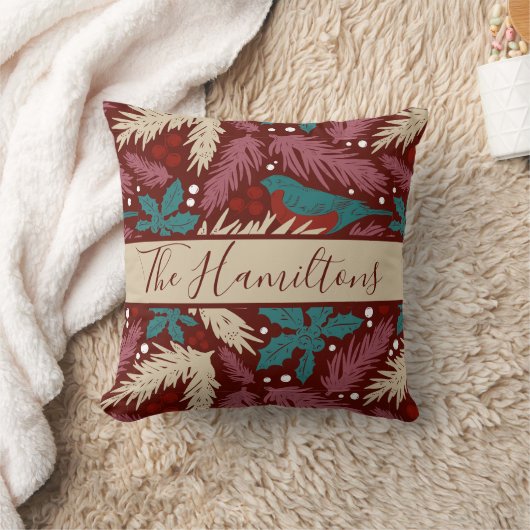 カスタム名居心地の良いビンテージクリスマスブリス クッション (ブランケット)