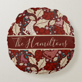 カスタム名居心地の良いビンテージクリスマスブリス ラウンドクッション