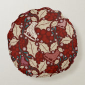 カスタム名居心地の良いビンテージクリスマスブリス ラウンドクッション (裏面)