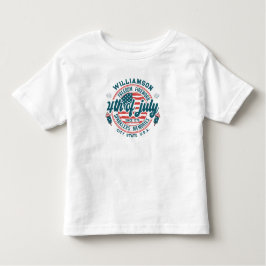 カスタム名市市州所在地7月4日 トドラーTシャツ