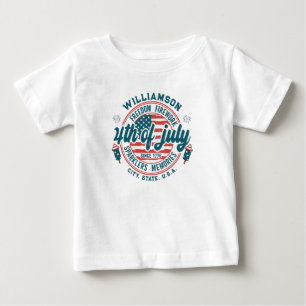 カスタム名市市州所在地7月4日 ベビーTシャツ
