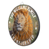 カスタム名獅子パーソナライズされた写真 ダーツボード (正面右)