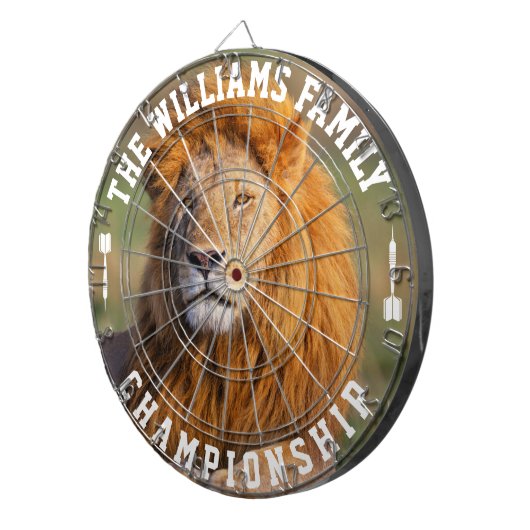 カスタム名獅子パーソナライズされた写真 ダーツボード (正面右)