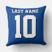 カスタム名番号ブルースポーツジャージー クッション (裏面)