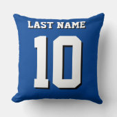 カスタム名番号ブルースポーツジャージー クッション (正面)