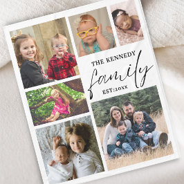 カスタム名白6フォトコラージュ フリースブランケット