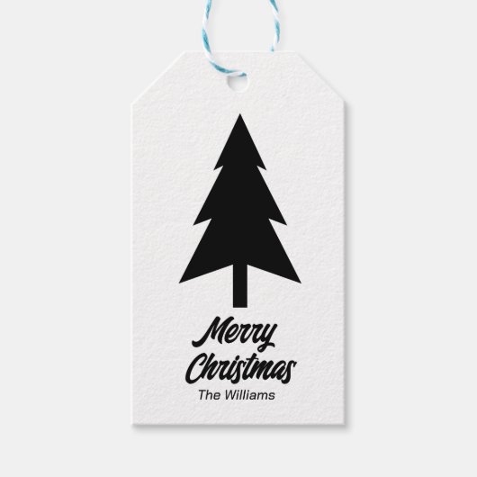 カスタム名目出迎えクリスマス白黒 ギフトタグ (正面)