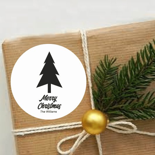カスタム名目出迎えクリスマス白黒 ラウンドシール