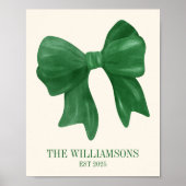 カスタム名試験日コケットグリーンボウ ポスター (正面)