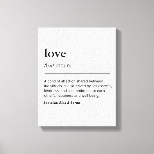カスタム名辞書を使用した愛の定義 キャンバスプリント (正面)
