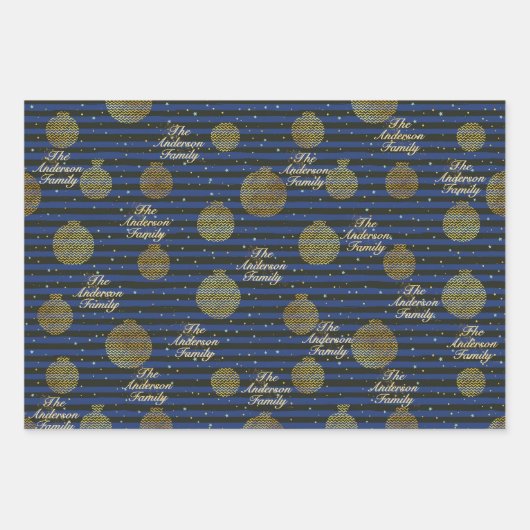 カスタム名金属製金ゴールドクリスマスプレゼント ラッピングペーパーシート (正面2)