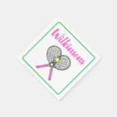 カスタム名門私立校風のピンクテニスパーティー スタンダードカクテルナプキン (角)