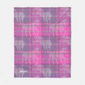 カスタム名門私立校風の紫の馬タータンチェックハート フリースブランケット (正面)
