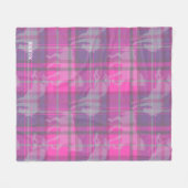 カスタム名門私立校風の紫の馬タータンチェックハート フリースブランケット (正面(横))