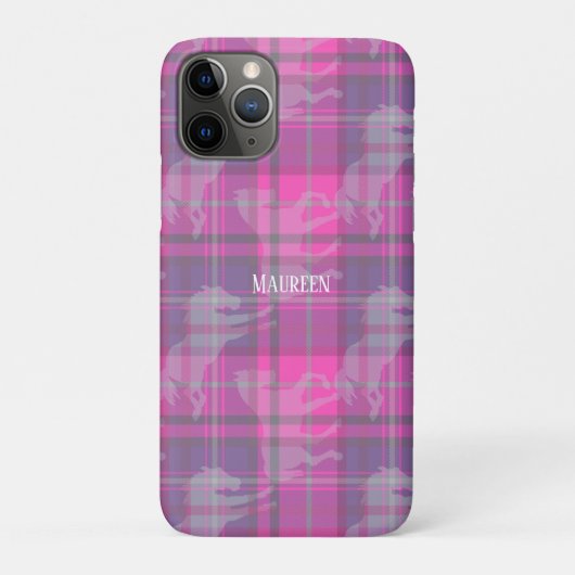 カスタム名門私立校風の紫の馬タータンチェックハート Case-Mate iPhoneケース (裏)